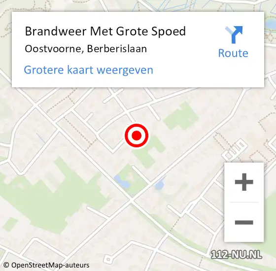 Locatie op kaart van de 112 melding: Brandweer Met Grote Spoed Naar Oostvoorne, Berberislaan op 14 februari 2022 08:19