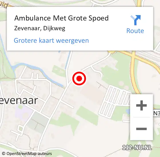 Locatie op kaart van de 112 melding: Ambulance Met Grote Spoed Naar Zevenaar, Dijkweg op 14 februari 2022 08:34