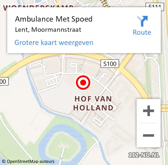 Locatie op kaart van de 112 melding: Ambulance Met Spoed Naar Lent, Moormannstraat op 14 februari 2022 08:50