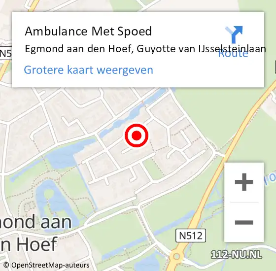 Locatie op kaart van de 112 melding: Ambulance Met Spoed Naar Egmond aan den Hoef, Guyotte van IJsselsteinlaan op 14 februari 2022 08:57