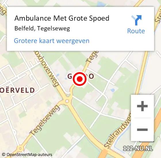 Locatie op kaart van de 112 melding: Ambulance Met Grote Spoed Naar Belfeld, Tegelseweg op 14 februari 2022 09:05