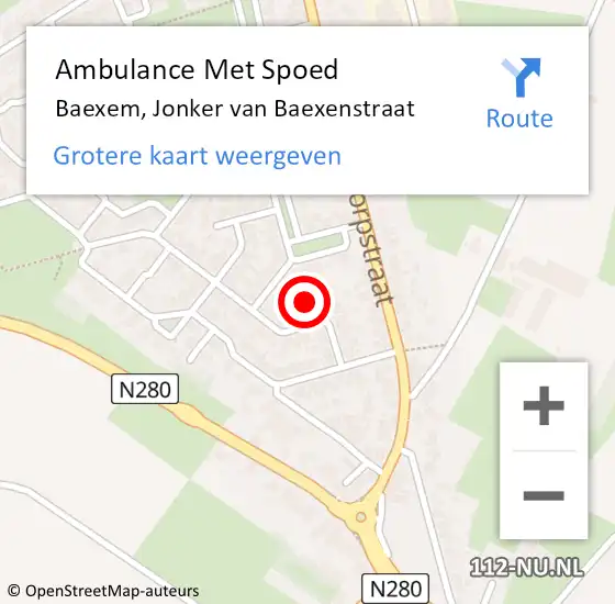 Locatie op kaart van de 112 melding: Ambulance Met Spoed Naar Baexem, Jonker van Baexenstraat op 14 februari 2022 09:18