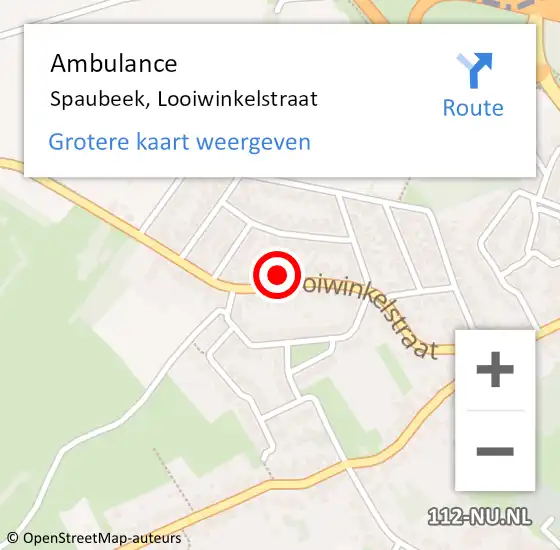 Locatie op kaart van de 112 melding: Ambulance Spaubeek, Looiwinkelstraat op 8 juli 2014 09:17