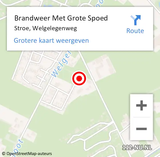 Locatie op kaart van de 112 melding: Brandweer Met Grote Spoed Naar Stroe, Welgelegenweg op 14 februari 2022 09:38