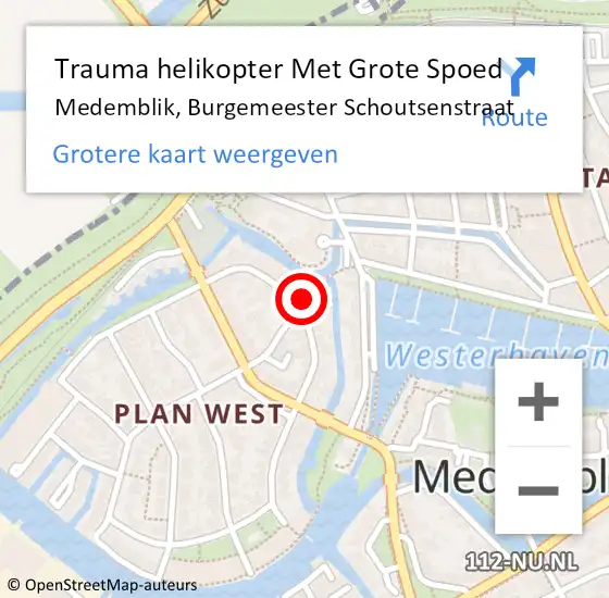 Locatie op kaart van de 112 melding: Trauma helikopter Met Grote Spoed Naar Medemblik, Burgemeester Schoutsenstraat op 14 februari 2022 10:39