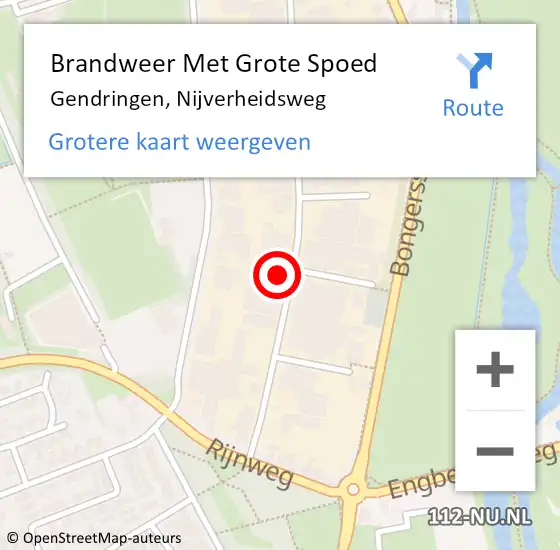 Locatie op kaart van de 112 melding: Brandweer Met Grote Spoed Naar Gendringen, Nijverheidsweg op 14 februari 2022 10:42