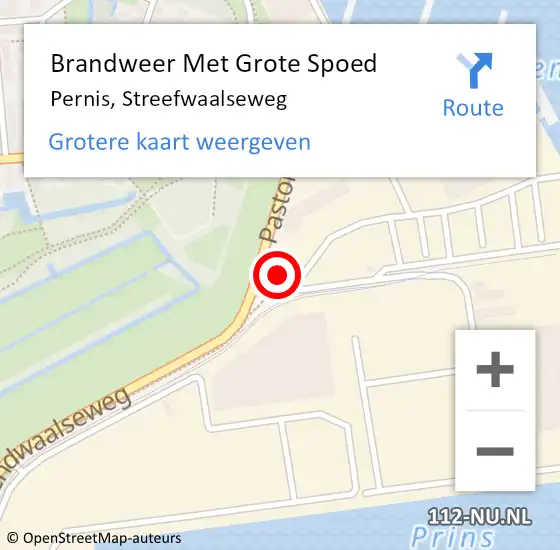 Locatie op kaart van de 112 melding: Brandweer Met Grote Spoed Naar Pernis, Streefwaalseweg op 14 februari 2022 11:02