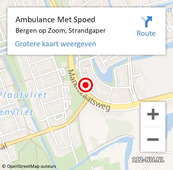 Locatie op kaart van de 112 melding: Ambulance Met Spoed Naar Bergen op Zoom, Strandgaper op 8 juli 2014 09:26