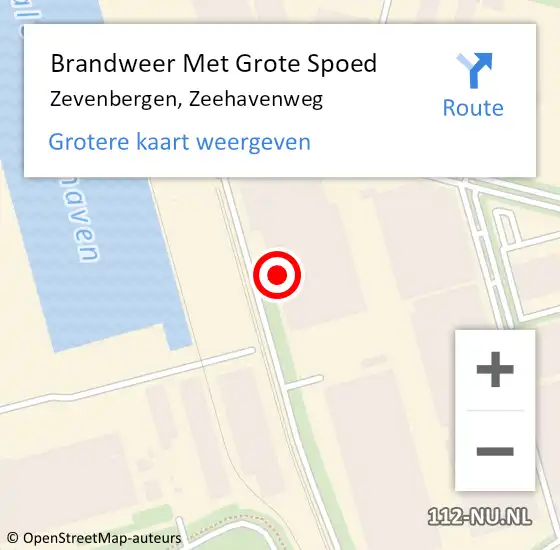 Locatie op kaart van de 112 melding: Brandweer Met Grote Spoed Naar Zevenbergen, Zeehavenweg op 14 februari 2022 11:22