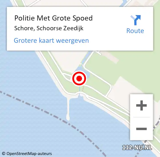 Locatie op kaart van de 112 melding: Politie Met Grote Spoed Naar Schore, Schoorse Zeedijk op 14 februari 2022 11:33