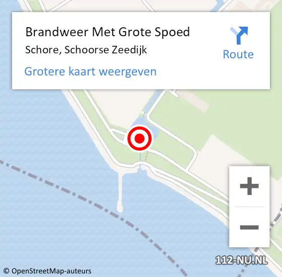 Locatie op kaart van de 112 melding: Brandweer Met Grote Spoed Naar Schore, Schoorse Zeedijk op 14 februari 2022 11:33