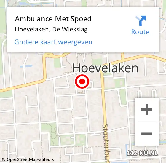 Locatie op kaart van de 112 melding: Ambulance Met Spoed Naar Hoevelaken, De Wiekslag op 14 februari 2022 11:35