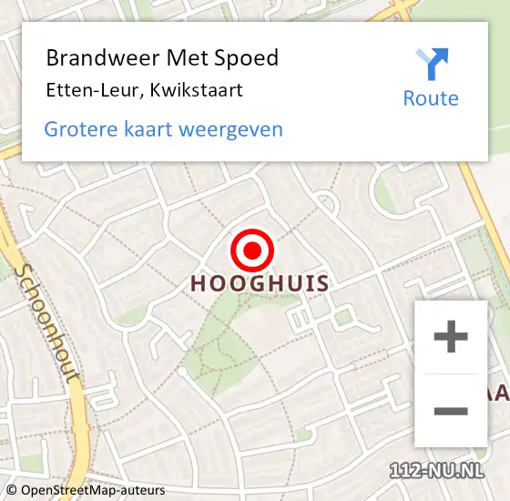 Locatie op kaart van de 112 melding: Brandweer Met Spoed Naar Etten-Leur, Kwikstaart op 14 februari 2022 11:40