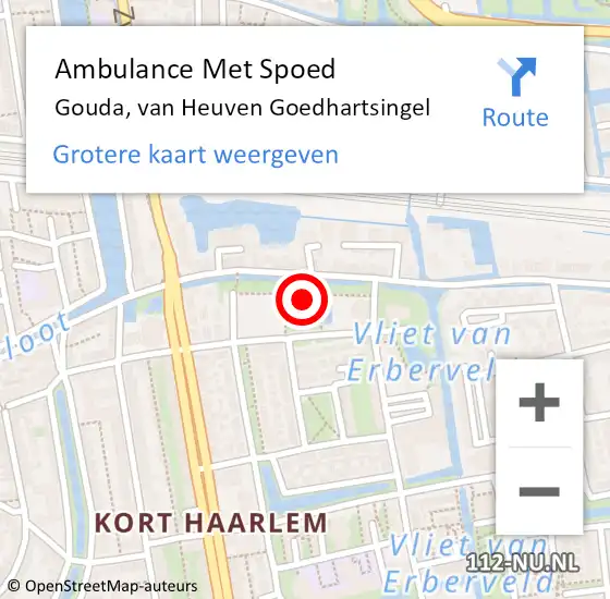 Locatie op kaart van de 112 melding: Ambulance Met Spoed Naar Gouda, van Heuven Goedhartsingel op 14 februari 2022 11:43