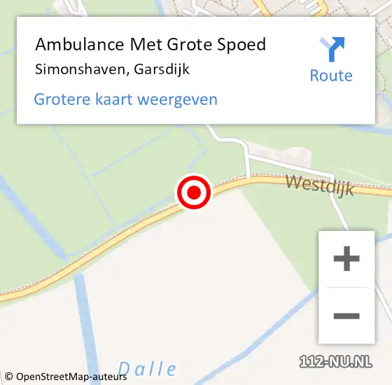 Locatie op kaart van de 112 melding: Ambulance Met Grote Spoed Naar Simonshaven, Garsdijk op 14 februari 2022 11:44