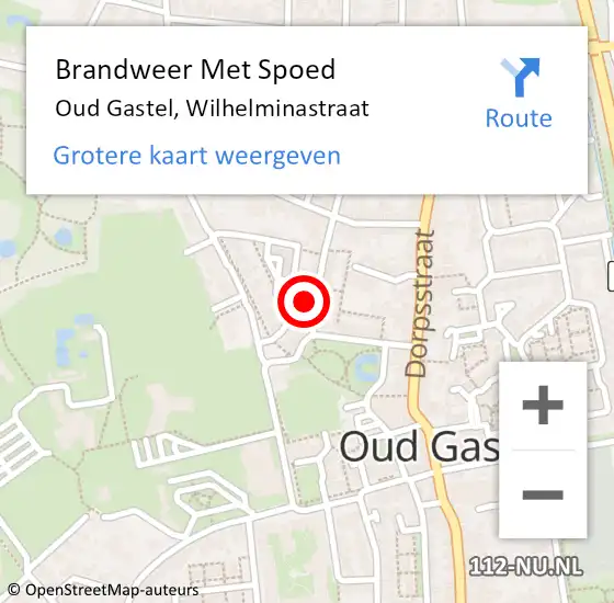 Locatie op kaart van de 112 melding: Brandweer Met Spoed Naar Oud Gastel, Wilhelminastraat op 14 februari 2022 11:47