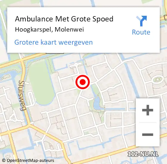 Locatie op kaart van de 112 melding: Ambulance Met Grote Spoed Naar Hoogkarspel, Molenwei op 14 februari 2022 11:54