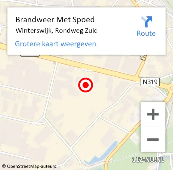 Locatie op kaart van de 112 melding: Brandweer Met Spoed Naar Winterswijk, Rondweg Zuid op 14 februari 2022 12:04