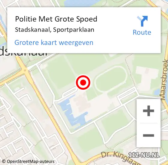 Locatie op kaart van de 112 melding: Politie Met Grote Spoed Naar Stadskanaal, Sportparklaan op 14 februari 2022 12:12