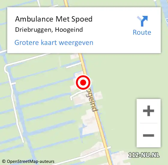 Locatie op kaart van de 112 melding: Ambulance Met Spoed Naar Driebruggen, Hoogeind op 14 februari 2022 12:16