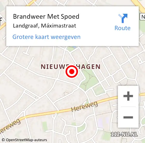 Locatie op kaart van de 112 melding: Brandweer Met Spoed Naar Landgraaf, Máximastraat op 14 februari 2022 12:23