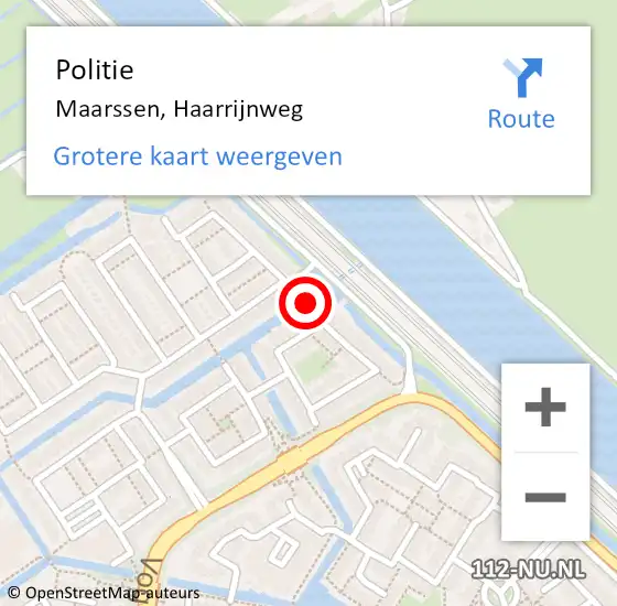 Locatie op kaart van de 112 melding: Politie Maarssen, Haarrijnweg op 14 februari 2022 12:28