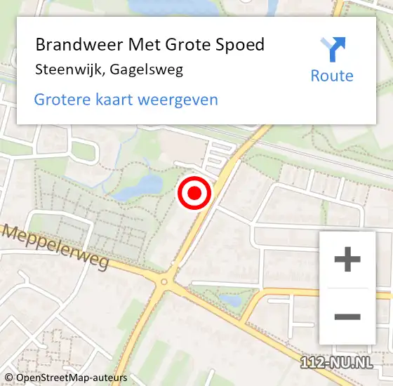 Locatie op kaart van de 112 melding: Brandweer Met Grote Spoed Naar Steenwijk, Gagelsweg op 14 februari 2022 12:28