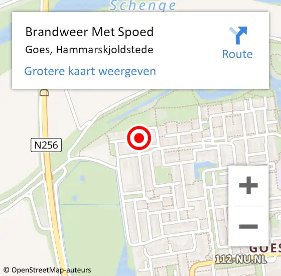 Locatie op kaart van de 112 melding: Brandweer Met Spoed Naar Goes, Hammarskjoldstede op 14 februari 2022 12:39