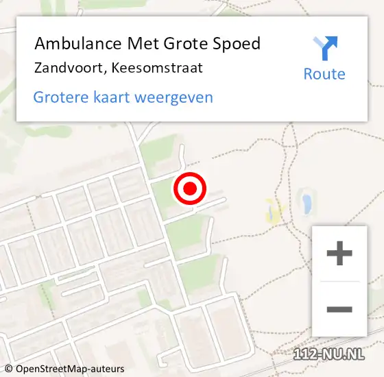 Locatie op kaart van de 112 melding: Ambulance Met Grote Spoed Naar Zandvoort, Keesomstraat op 14 februari 2022 12:50