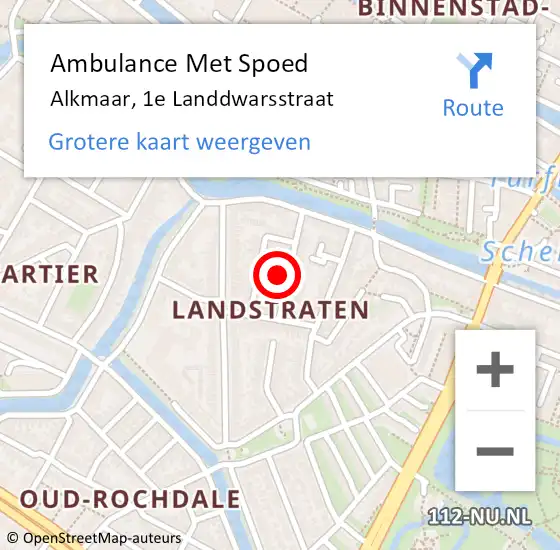 Locatie op kaart van de 112 melding: Ambulance Met Spoed Naar Alkmaar, 1e Landdwarsstraat op 14 februari 2022 12:55