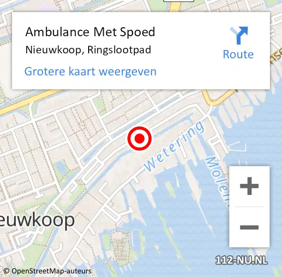 Locatie op kaart van de 112 melding: Ambulance Met Spoed Naar Nieuwkoop, Ringslootpad op 14 februari 2022 13:37