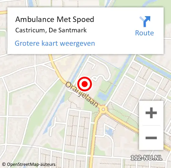 Locatie op kaart van de 112 melding: Ambulance Met Spoed Naar Castricum, De Santmark op 14 februari 2022 13:53