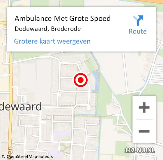 Locatie op kaart van de 112 melding: Ambulance Met Grote Spoed Naar Dodewaard, Brederode op 14 februari 2022 14:01