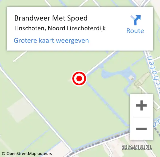 Locatie op kaart van de 112 melding: Brandweer Met Spoed Naar Linschoten, Noord Linschoterdijk op 14 februari 2022 14:01