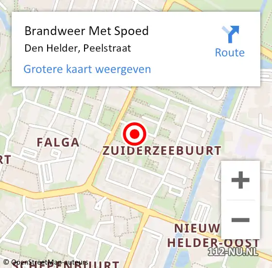 Locatie op kaart van de 112 melding: Brandweer Met Spoed Naar Den Helder, Peelstraat op 14 februari 2022 14:08