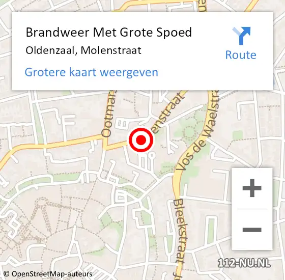 Locatie op kaart van de 112 melding: Brandweer Met Grote Spoed Naar Oldenzaal, Molenstraat op 14 februari 2022 14:11