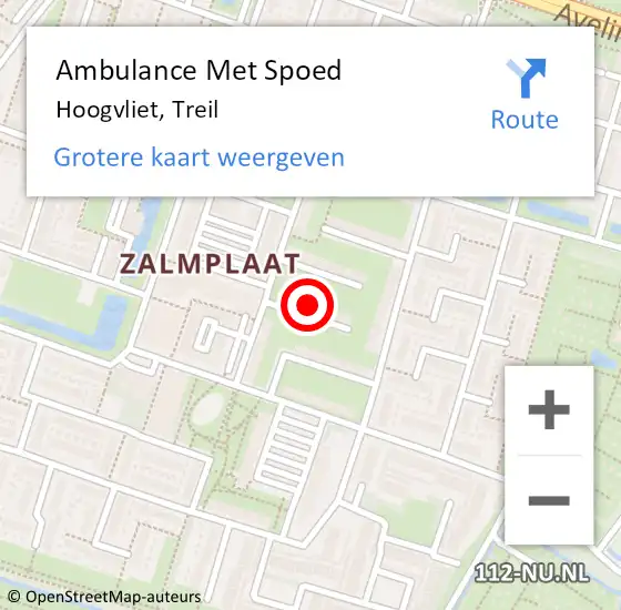 Locatie op kaart van de 112 melding: Ambulance Met Spoed Naar Hoogvliet, Treil op 14 februari 2022 14:14