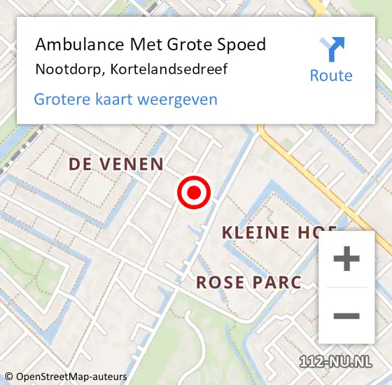 Locatie op kaart van de 112 melding: Ambulance Met Grote Spoed Naar Nootdorp, Kortelandsedreef op 14 februari 2022 14:19