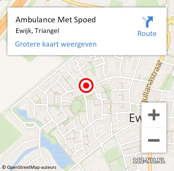 Locatie op kaart van de 112 melding: Ambulance Met Spoed Naar Ewijk, Triangel op 14 februari 2022 14:26