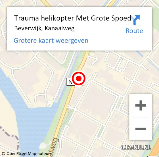 Locatie op kaart van de 112 melding: Trauma helikopter Met Grote Spoed Naar Beverwijk, Kanaalweg op 14 februari 2022 14:27