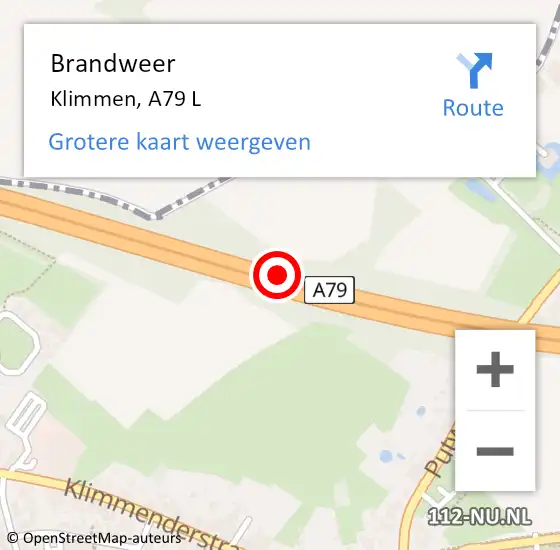 Locatie op kaart van de 112 melding: Brandweer Klimmen, A79 R op 8 juli 2014 09:47