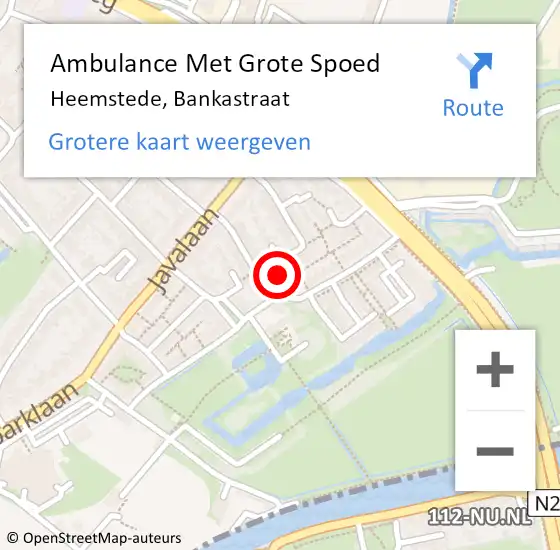 Locatie op kaart van de 112 melding: Ambulance Met Grote Spoed Naar Heemstede, Bankastraat op 14 februari 2022 14:52