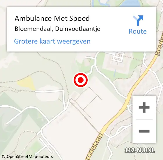 Locatie op kaart van de 112 melding: Ambulance Met Spoed Naar Bloemendaal, Duinvoetlaantje op 14 februari 2022 15:03