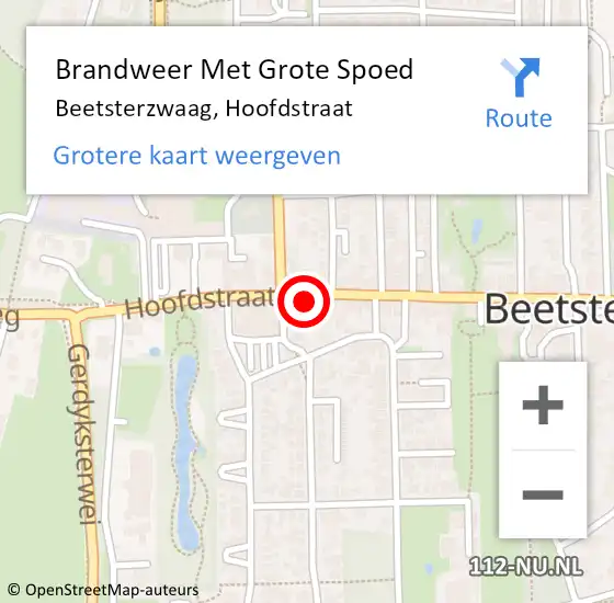 Locatie op kaart van de 112 melding: Brandweer Met Grote Spoed Naar Beetsterzwaag, Hoofdstraat op 14 februari 2022 15:04