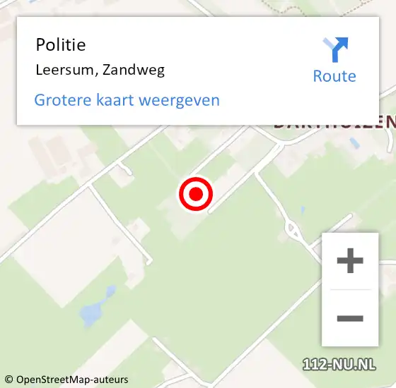 Locatie op kaart van de 112 melding: Politie Leersum, Zandweg op 14 februari 2022 15:12