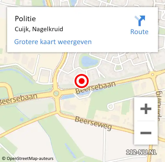 Locatie op kaart van de 112 melding: Politie Cuijk, Nagelkruid op 14 februari 2022 15:30