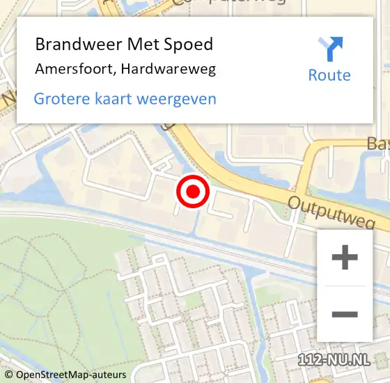 Locatie op kaart van de 112 melding: Brandweer Met Spoed Naar Amersfoort, Hardwareweg op 14 februari 2022 15:39