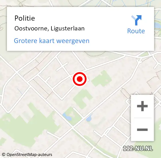 Locatie op kaart van de 112 melding: Politie Oostvoorne, Ligusterlaan op 14 februari 2022 15:44