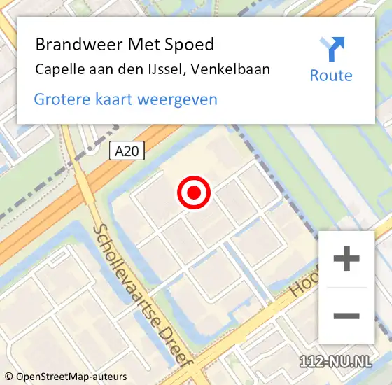 Locatie op kaart van de 112 melding: Brandweer Met Spoed Naar Capelle aan den IJssel, Venkelbaan op 14 februari 2022 15:57