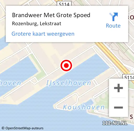 Locatie op kaart van de 112 melding: Brandweer Met Grote Spoed Naar Rozenburg, Lekstraat op 14 februari 2022 16:13